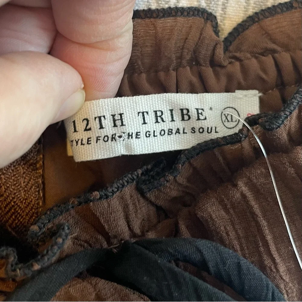 12th Tribe Brown Plisse Ruffle Cami Top XL - Smocked Cropped Bodice‎ Zipper #685 - Picture 5 of 8